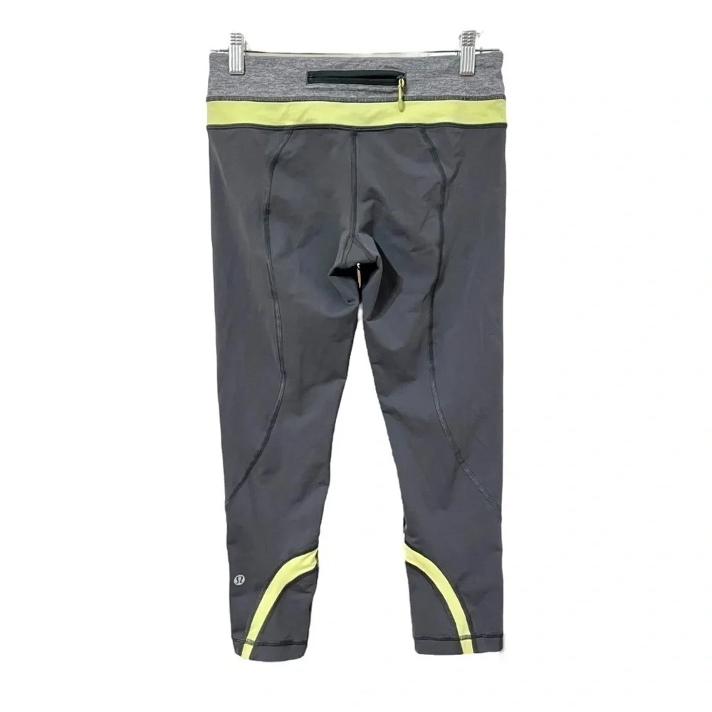 LULULEMON Run: Inspire Crop II Grey Light Green Leggings Size 6 - Picture 5 of 8